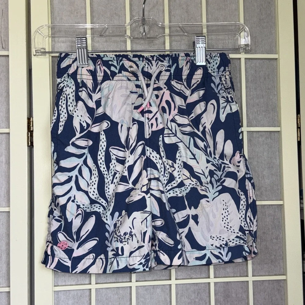 Lilly Pulitzer Preppy Beach Floral‎ Tropical Matching Boys Capri Swim Trunks 6/7